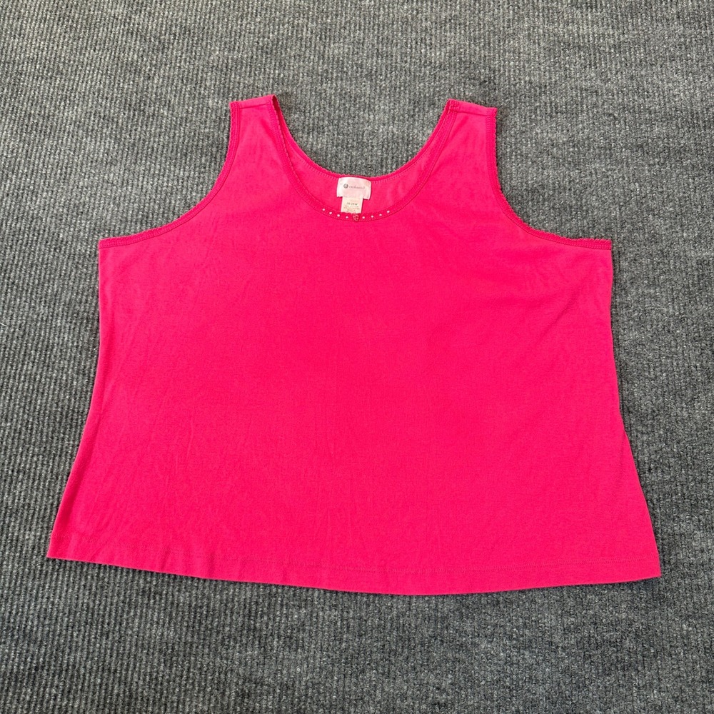 Enchanted Embellished Tank Top 26/28W Pink Rhinestone Cotton Blend